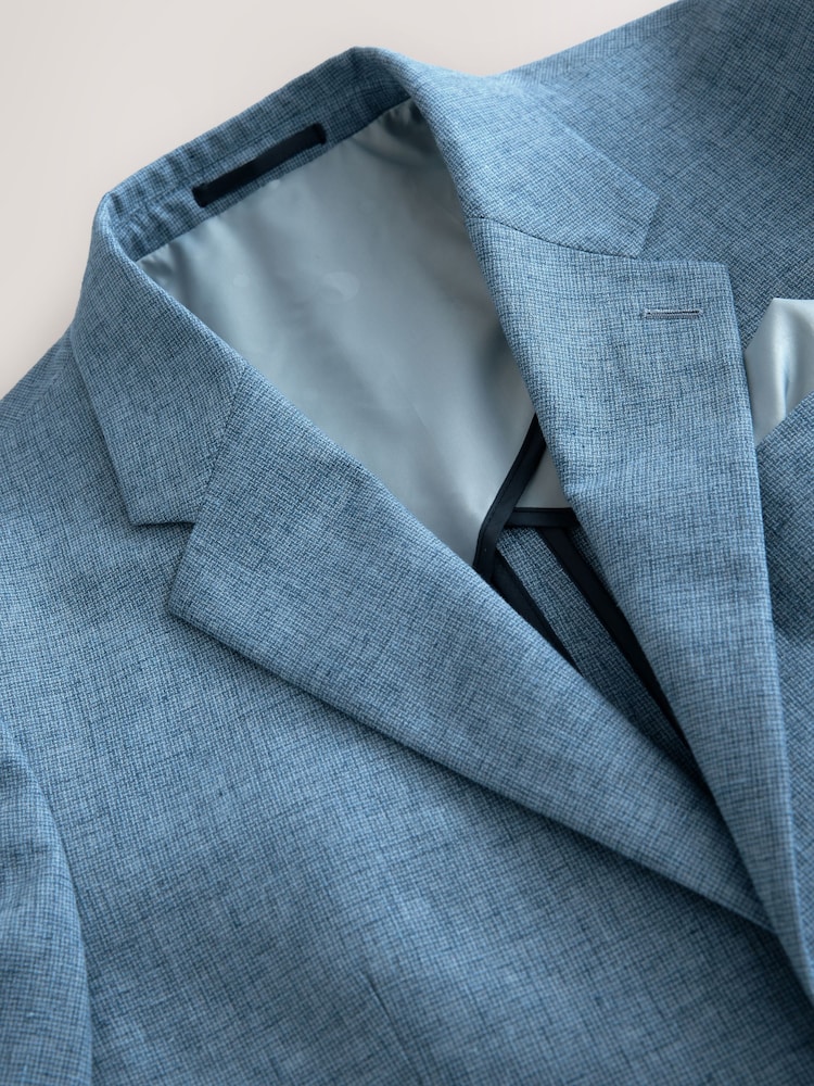 Bleu - Veste de costume en lin texturé - Image 8 of 10