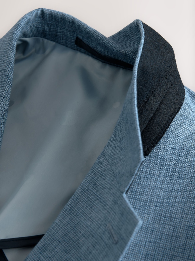 Bleu - Veste de costume en lin texturé - Image 9 of 10