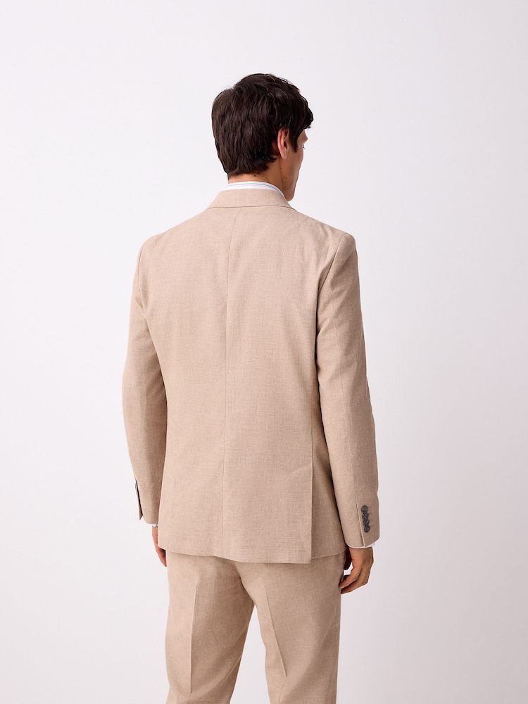 Stone Tailored Fit Linen Blend Texture Suit Jacket - Image 3 of 9