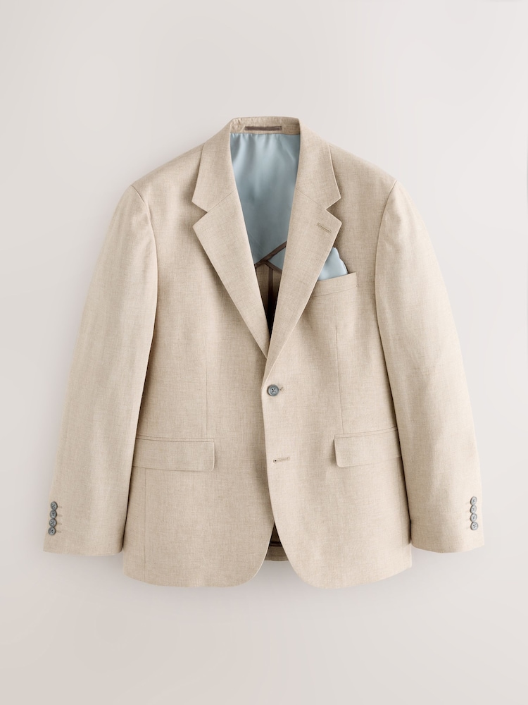 Stone Tailored Fit Linen Blend Texture Suit Jacket - Image 5 of 9