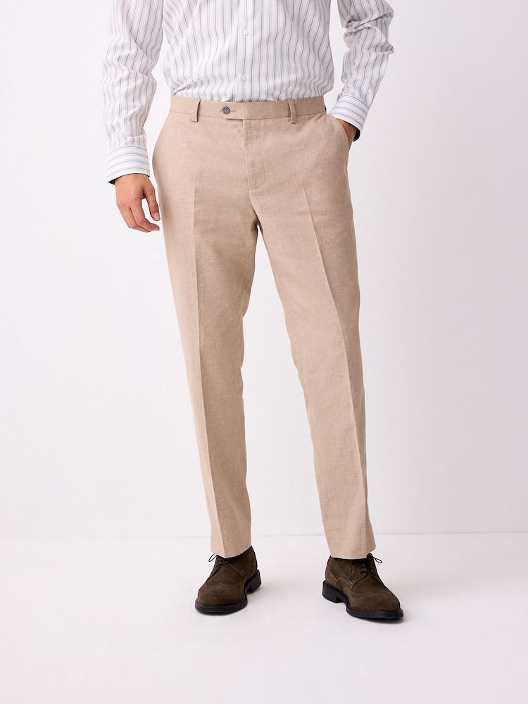 Песочный - Tailored Fit Linen Texture Suit Trousers - Изображение 1 из 10