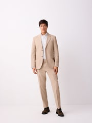 Песочный - Tailored Fit Linen Texture Suit Trousers - Изображение 2 из 10