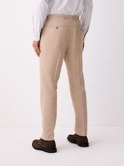 Песочный - Tailored Fit Linen Texture Suit Trousers - Изображение 3 из 10
