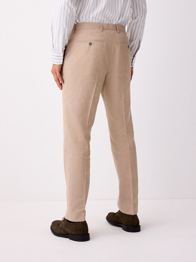 Stone Tailored Fit Linen Texture Suit Trousers - Image 3 of 10