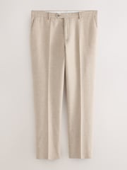 Песочный - Tailored Fit Linen Texture Suit Trousers - Изображение 6 из 10