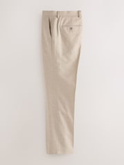 Песочный - Tailored Fit Linen Texture Suit Trousers - Изображение 7 из 10