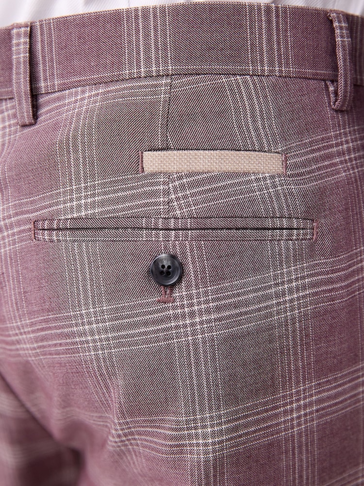 Pink Regular Fit Trimmed Check Suit Trousers - Image 5 of 5 Pink Regular Fit Trimmed Check Suit Trousers - Image 5 of 5