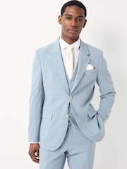 Blue Slim Fit Striped Suit Jacket - Image 1 of 6