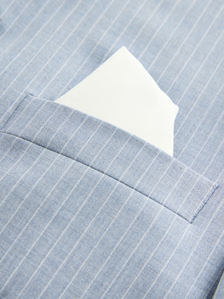 Blue Slim Fit Striped Suit Jacket - Image 11 of 12