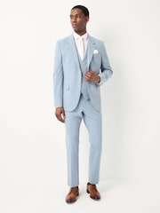 Blue Slim Fit Striped Suit Jacket - Image 2 of 6