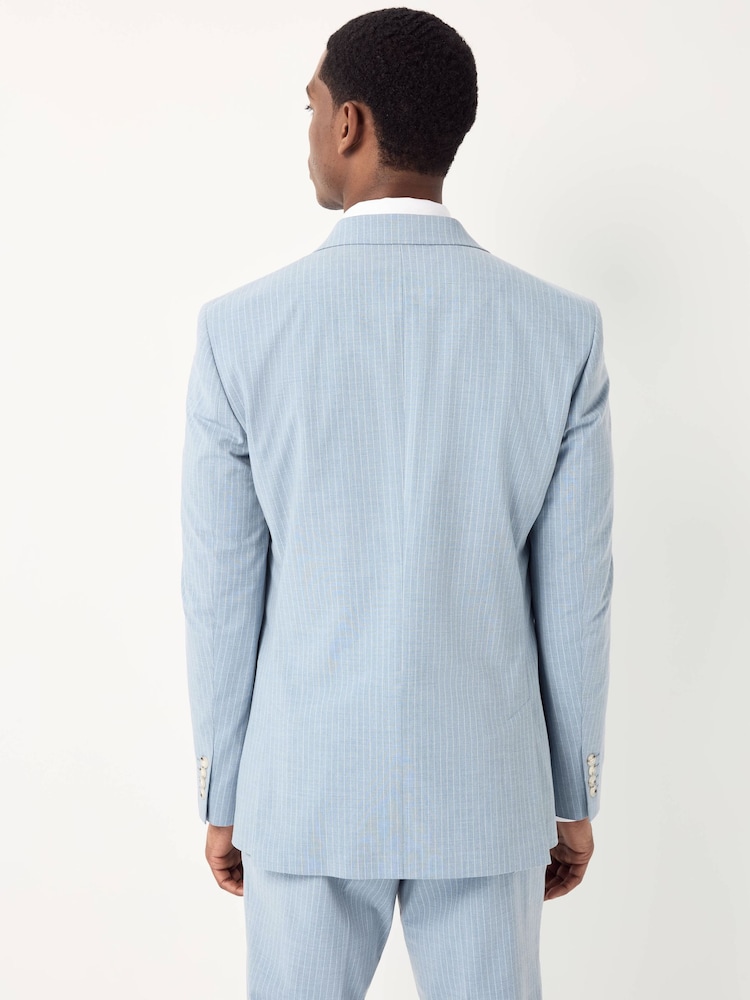Blue Slim Fit Striped Suit Jacket - Image 3 of 12