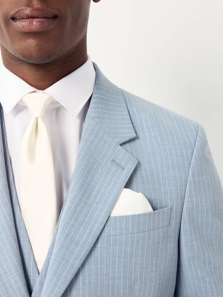 Blue Slim Fit Striped Suit Jacket - Image 4 of 12