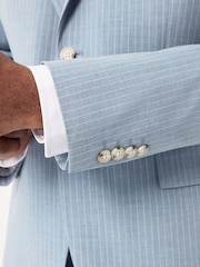 Blue Slim Fit Striped Suit Jacket - Image 5 of 6