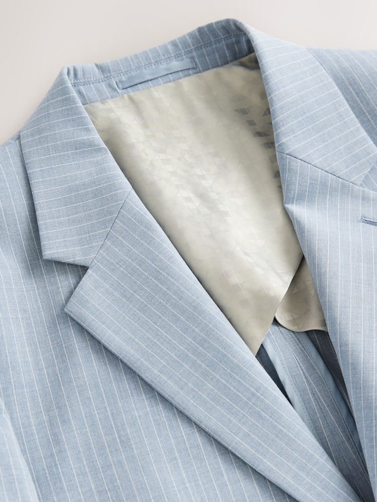 Blue Slim Fit Striped Suit Jacket - Image 8 of 12