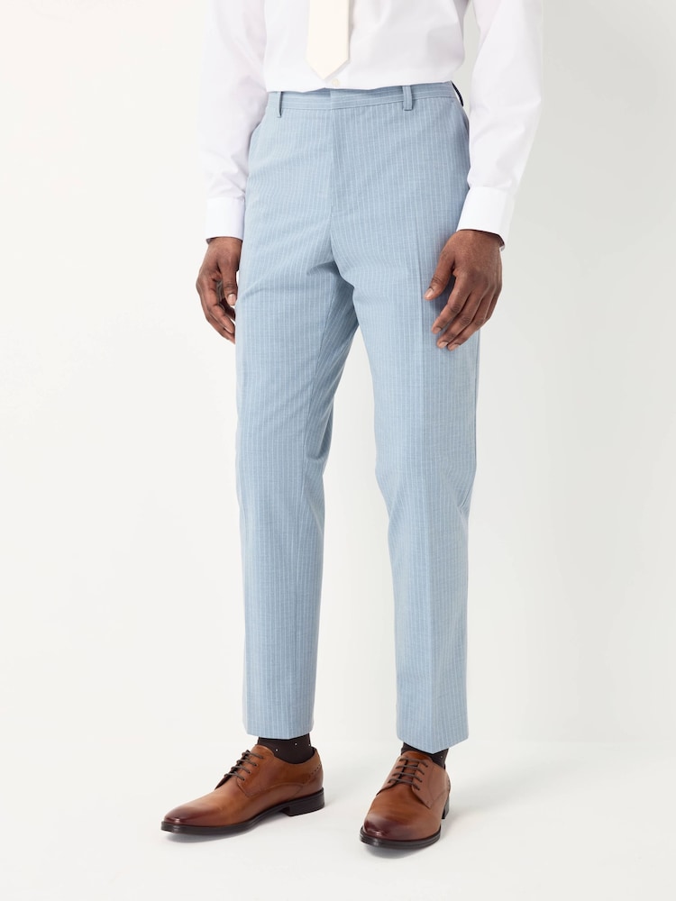 Blue Slim Fit Striped Suit Trousers - Image 1 of 5 Blue Slim Fit Striped Suit Trousers - Image 1 of 5