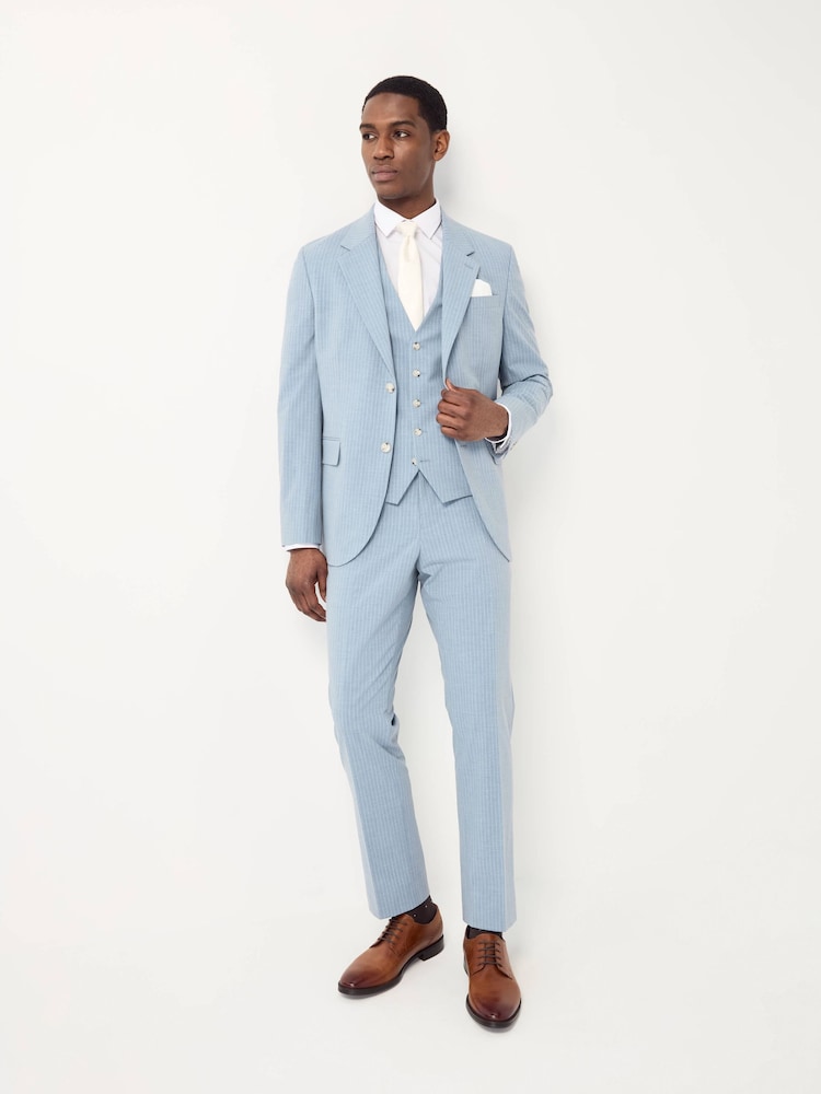 Blue Slim Fit Striped Suit Trousers - Image 2 of 5