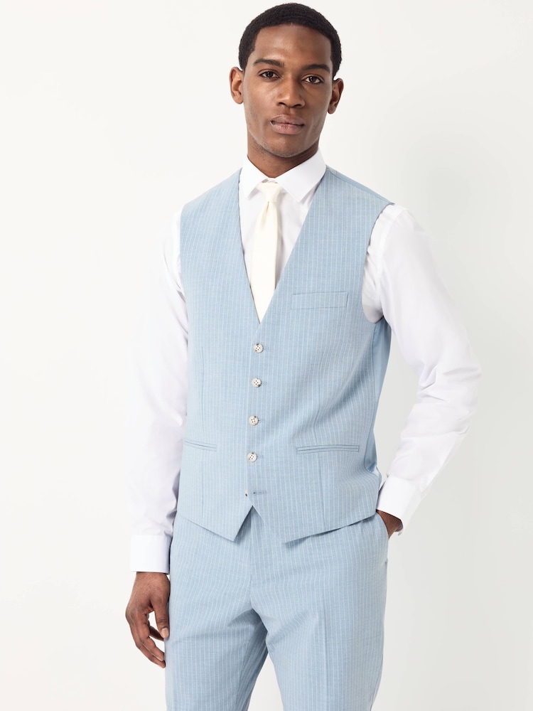 Blue Striped Suit Waistcoat - Image 1 of 4 Blue Striped Suit Waistcoat - Image 1 of 4