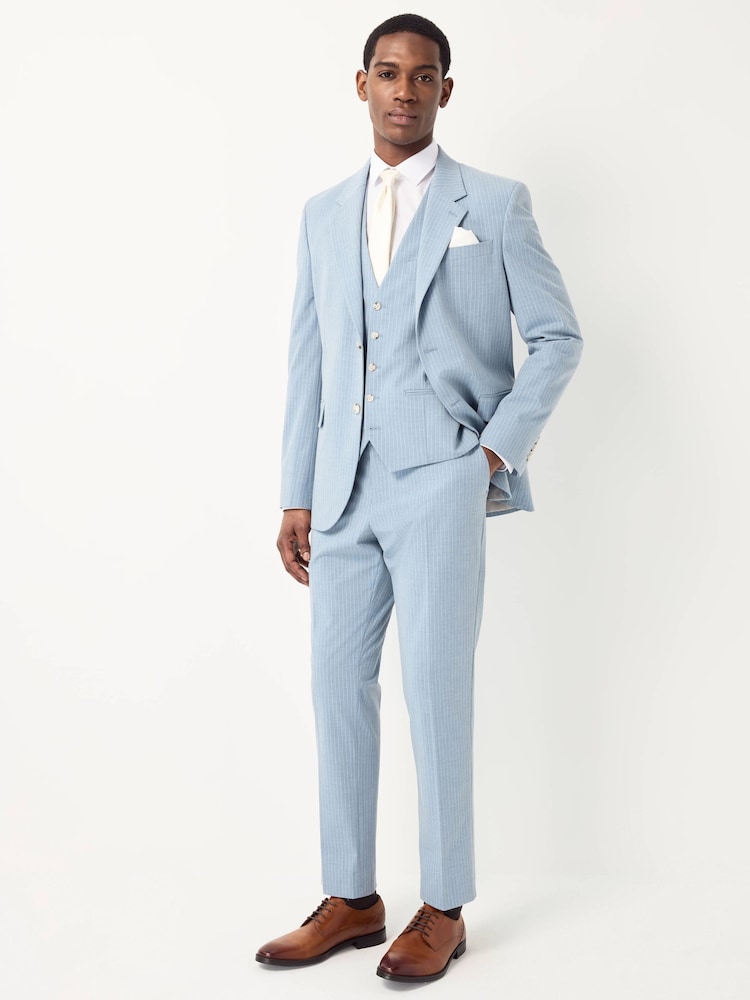 Blue Striped Suit Waistcoat - Image 2 of 4 Blue Striped Suit Waistcoat - Image 2 of 4
