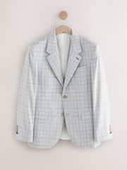 Light Grey Tailored Fit Check Suit Jacket - Image 5 of 9