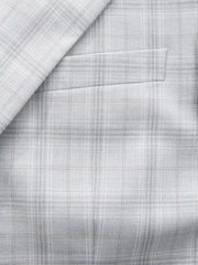 Light Grey Tailored Fit Check Suit Jacket - Image 8 of 9