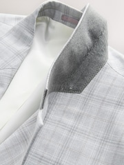 Light Grey Tailored Fit Check Suit Jacket - Image 9 of 9