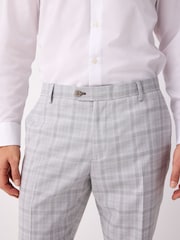 Light Grey - Tailored Fit Check Suit Trousers - Image 4 of 10