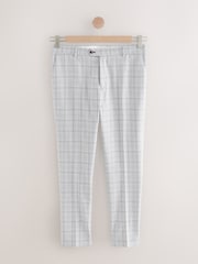 Light Grey - Tailored Fit Check Suit Trousers - Image 6 of 10