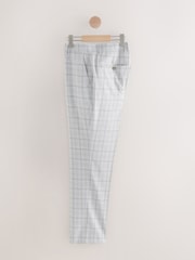 Light Grey - Tailored Fit Check Suit Trousers - Image 7 of 10