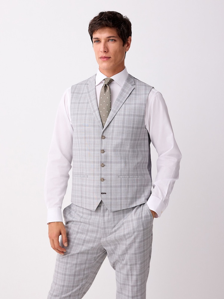 Light Grey Check Suit Waistcoat - Image 1 of 8
