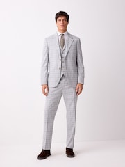 Light Grey Check Suit Waistcoat - Image 2 of 8