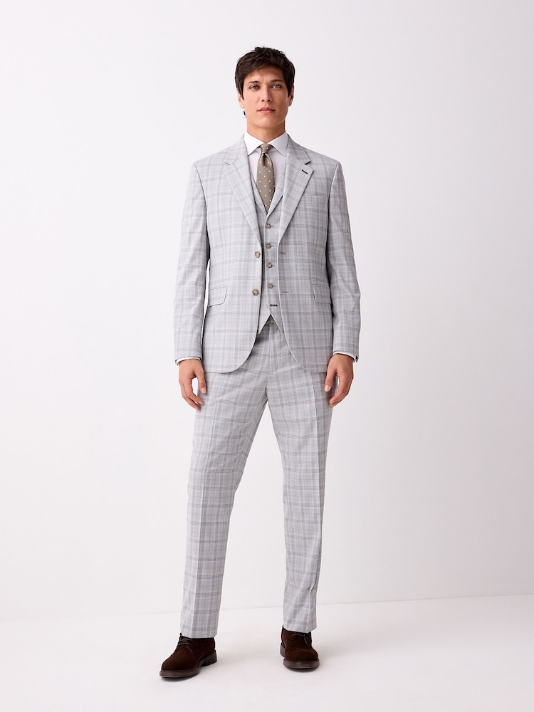 Light Grey Check Suit Waistcoat - Image 2 of 8