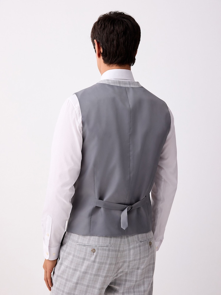 Light Grey Check Suit Waistcoat - Image 3 of 8