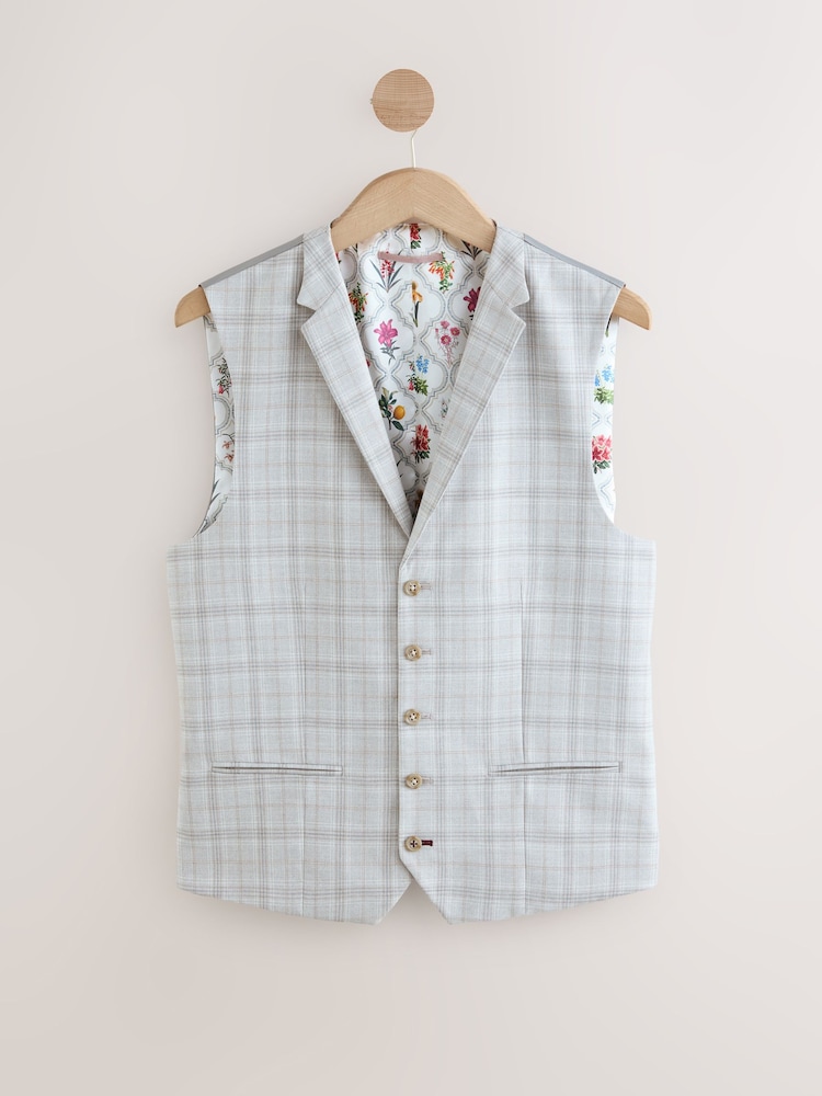 Light Grey Check Suit Waistcoat - Image 5 of 8