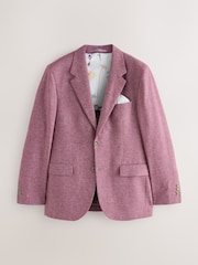 Pink Linen Blend Texture Suit Jacket - Image 6 of 10