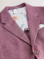 Pink Linen Blend Texture Suit Jacket - Image 7 of 10