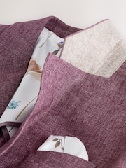 Pink Linen Blend Texture Suit Jacket - Image 8 of 10