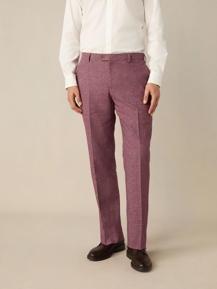 Rose - Pantalon de costume ajusté en lin texturé - Image 1 of 9