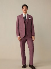 Rose - Pantalon de costume ajusté en lin texturé - Image 3 of 9