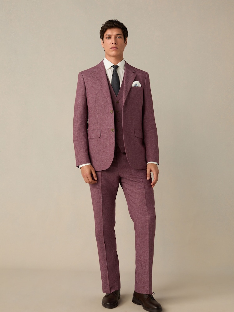 Rose - Pantalon de costume ajusté en lin texturé - Image 3 of 9