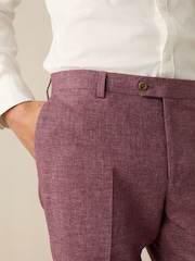 Rose - Pantalon de costume ajusté en lin texturé - Image 4 of 9