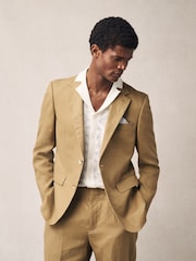 Stone Slim Fit Linen Suit Jacket - Image 1 of 10