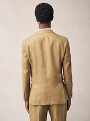 Stone Slim Fit Linen Suit Jacket - Image 3 of 10
