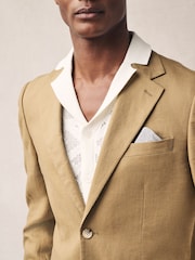 Stone Slim Fit Linen Suit Jacket - Image 4 of 10