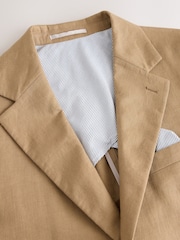 Stone Slim Fit Linen Suit Jacket - Image 8 of 10