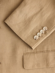 Stone Slim Fit Linen Suit Jacket - Image 9 of 10