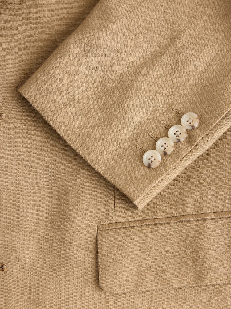 Stone Slim Fit Linen Suit Jacket - Image 9 of 10