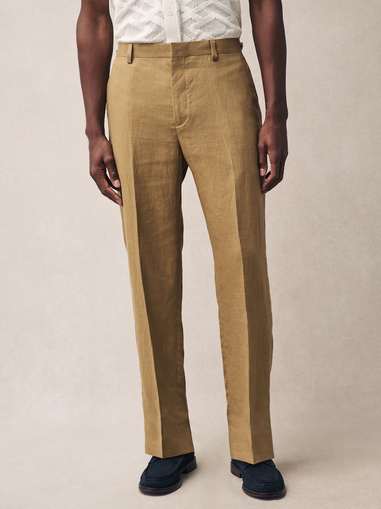 Stone Slim Fit 100% Linen Suit Trousers - Image 1 of 1