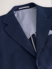 Blue Slim Fit Linen Suit Jacket - Image 7 of 9
