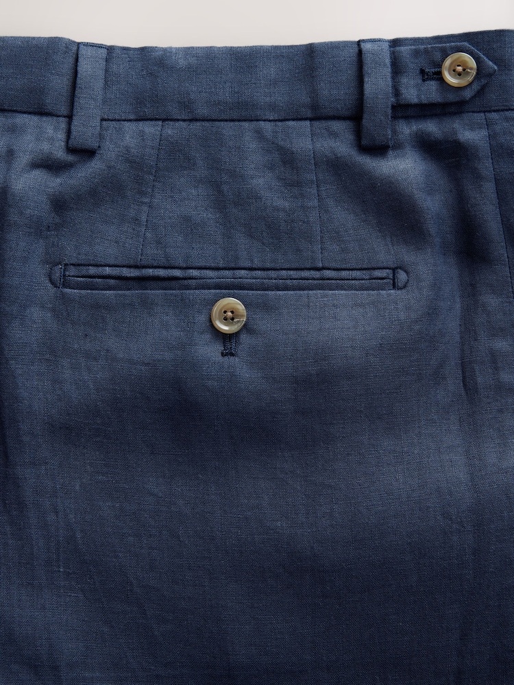 Azul - Calças de linho Slim Fit 100% - Imagem 10 de 10