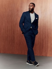 Azul - Calças de linho Slim Fit 100% - Imagem 2 de 10